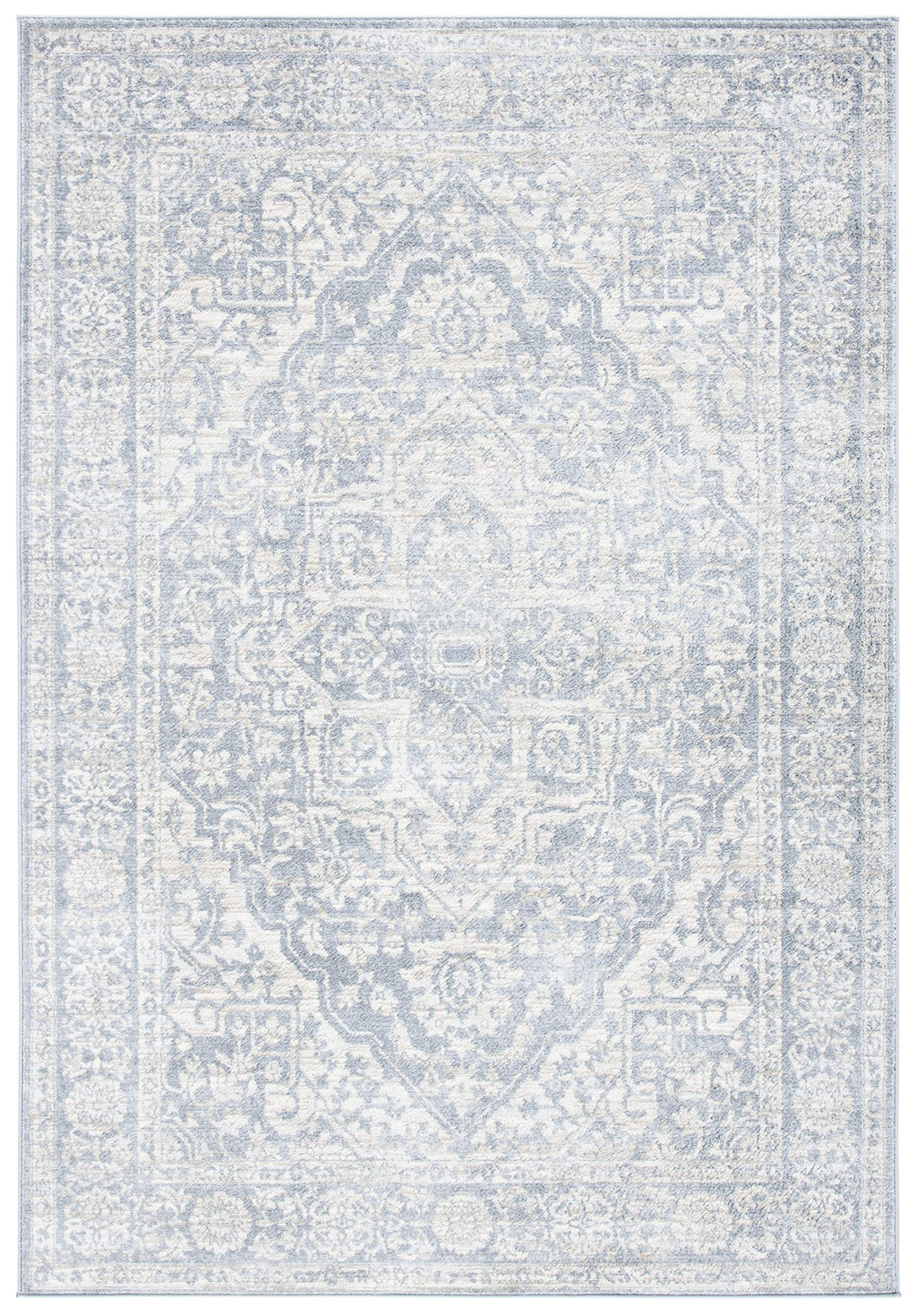 Safavieh Brentwood Collection 4' X 6' Light Grey/Ivory Bnt832F Medallion Distressed Non-Shedding Living Room Bedroom Accent Rug