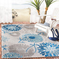 Safavieh Cabana Collection 3' X 5' Grey/Blue Cbn832F Floral Indoor/ Outdoor Non-Shedding Easy Cleaning Patio Backyard Deck Porch Mudroom Area Rug