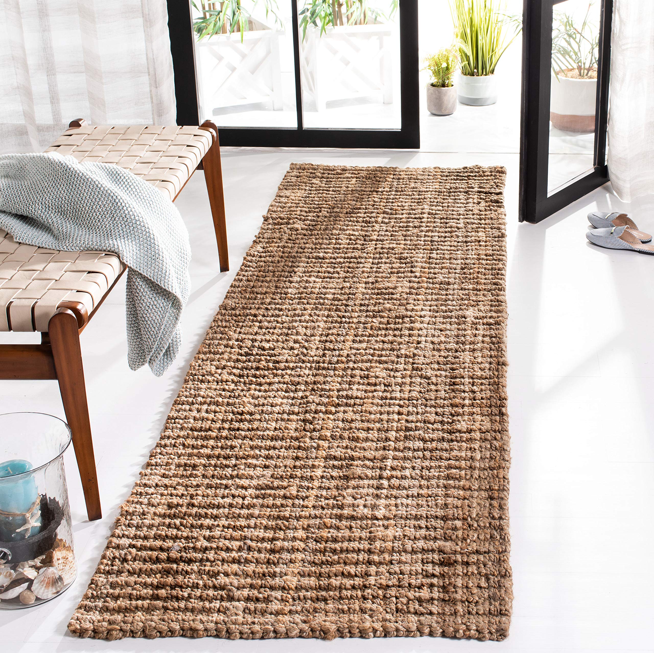 SAFAVIEH Natural Fiber Collection Runner Rug - 2 x 8, Natural, Handmade Chunky Textured Jute 0.75-inch Thick, Ideal for High T