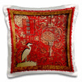 3dRose Lantern and Crane May You Have A Happy and Prosperous New Year in Chinese-Pillow Case, 16 by 16 (pc_12349_1)