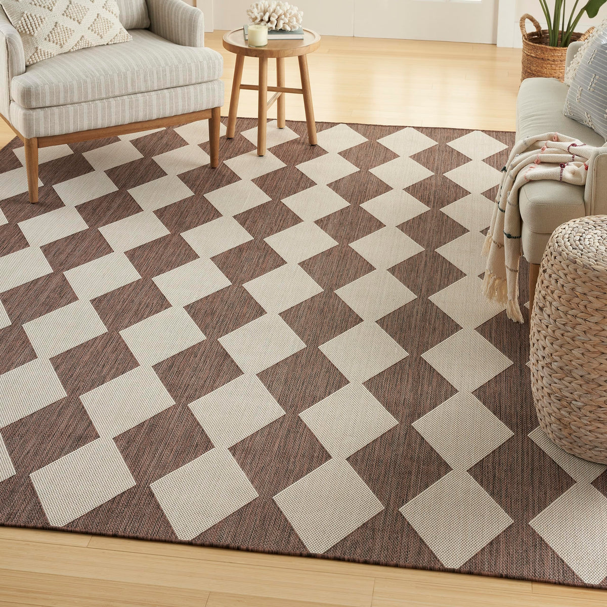 Nourison Positano Indoor/Outdoor Natural 5' X 7' Area Rug, Easy Cleaning, Non Shedding, Bed Room, Living Room, Dining Room, Back