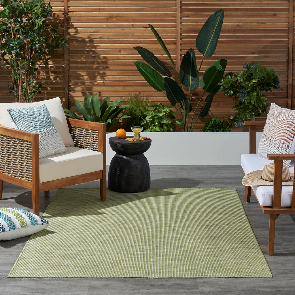 Nourison Positano Indoor/Outdoor Green 4' X 6' Area Rug, Easy Cleaning, Non Shedding, Bed Room, Living Room, Dining Room, Backyard, Deck, Patio (4X6)