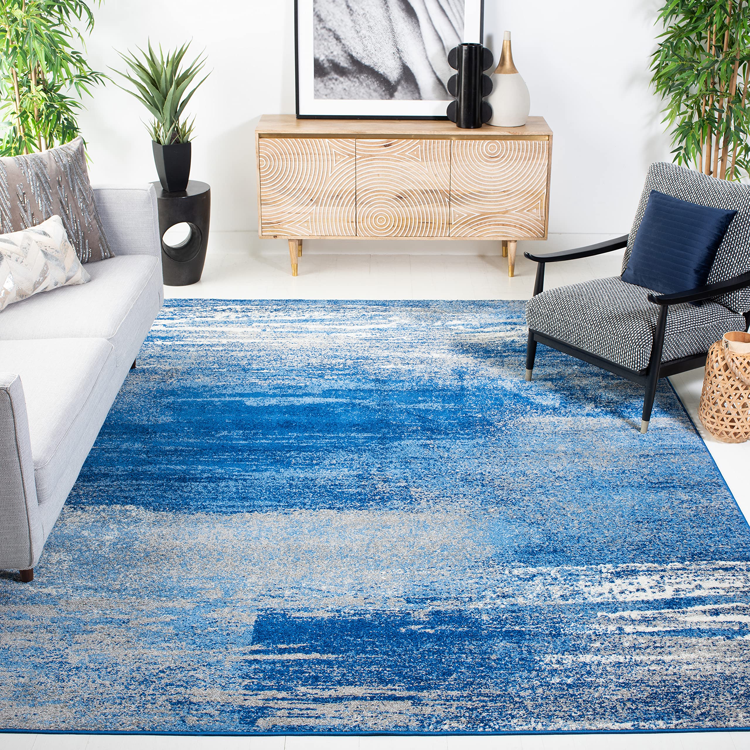 Safavieh Adirondack Collection 12 Square Silver/Blue ADR112F Modern Abstract Non-Shedding Area Rug