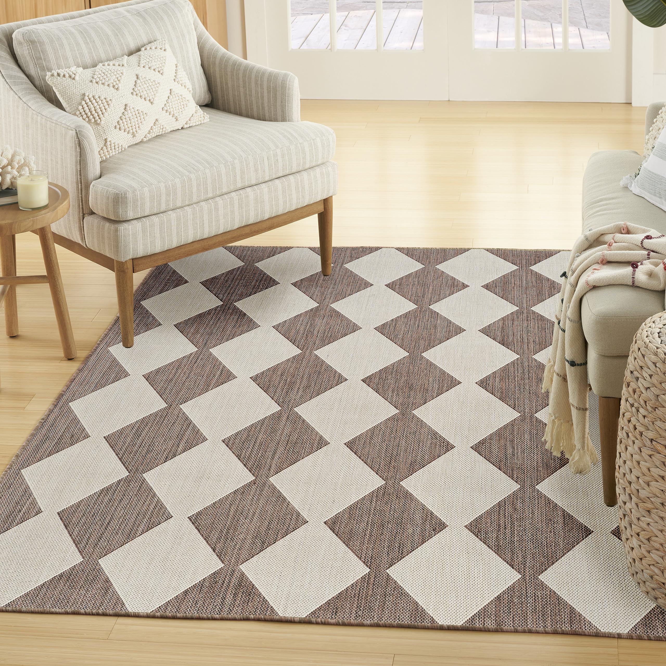 Nourison Positano Indoor/Outdoor Natural 4' X 6' Area Rug, Easy Cleaning, Non Shedding, Bed Room, Living Room, Dining Room, Backyard, Deck, Patio (4X6)