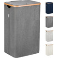 Lonbet - Laundry Hamper with Lid Cover - Sturdy Tall Bamboo Laundry Basket Clothes Organizer - Aesthetic Bedroom Fabric Bin - Bi