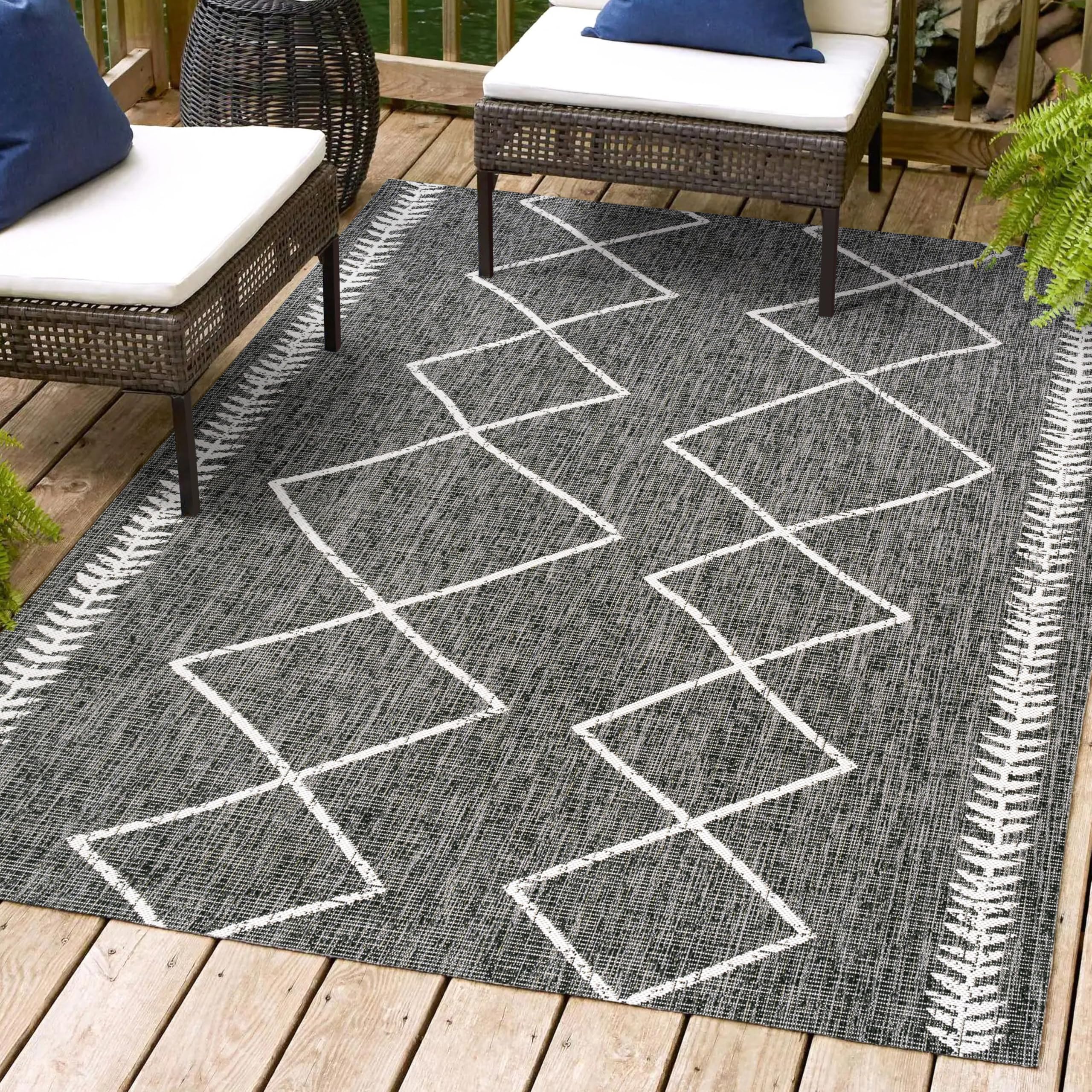 Jonathan Y Smb129E-5 Derya Tribal Diamond Trellis Indoor Outdoor Area Rug Bohemian Contemporary Easy Cleaning Bedroom Kitchen Ba