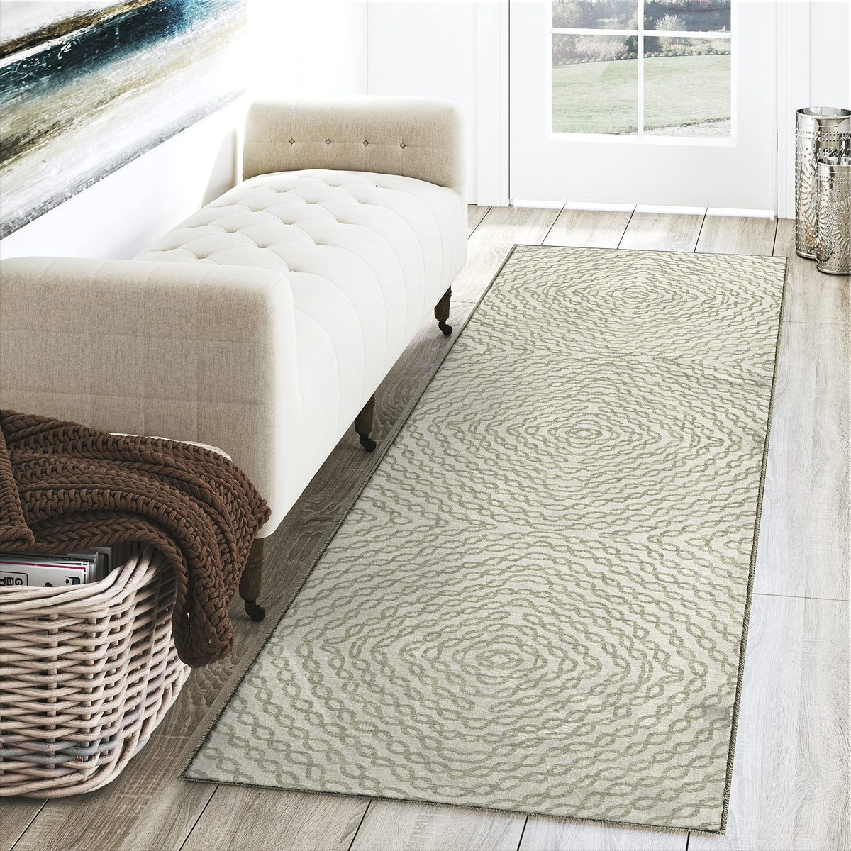 Dalyn Rugs Brisbane Br3 Geometric Chain Links Ivory 2'3&quot; X 7'6&quot;