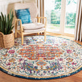SAFAVIEH Madison Collection Area Rug - 11 Round, Ivory & Orange, Boho Chic Medallion Distressed Design, Non-Shedding & Easy Car