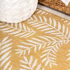 Jonathan Y Smb119C-210 Nevis Palm Frond Indoor Outdoor Area Rug, Coastal Casual Country & Floral Easy Cleaning,Bedroom,Kitchen,Backyard,Patio,Non Shedding, Yellow/Cream, 2 X 10