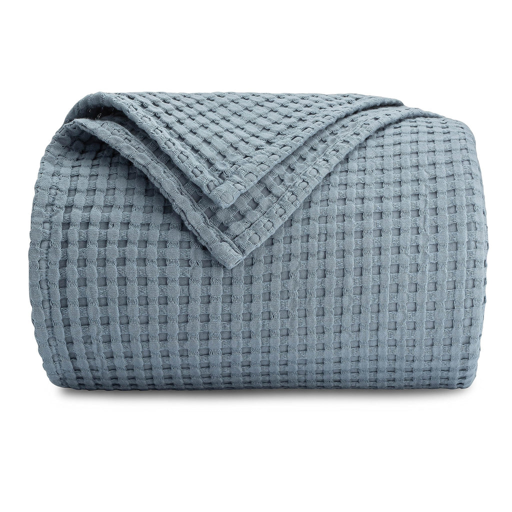 Comfy Cubs 100% Cotton Waffle Weave Throw Blanket Breathable Skin-Friendly Soft Lightweight Blankets - Perfect Warm Textured Bla