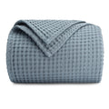 Comfy Cubs 100% Cotton Waffle Weave Throw Blanket Breathable Skin-Friendly Soft Lightweight Blankets - Perfect Warm Textured Bla