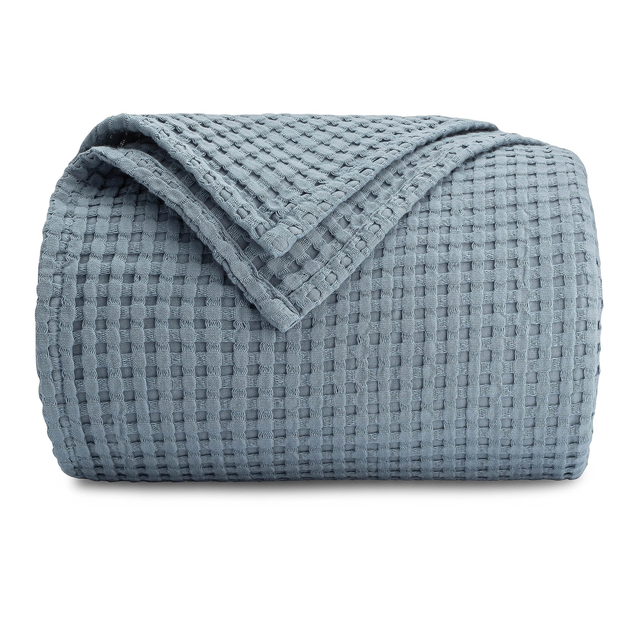 Comfy Cubs 100% Cotton Waffle Weave Throw Blanket Breathable Skin-Friendly Soft Lightweight Blankets - Perfect Warm Textured Bla