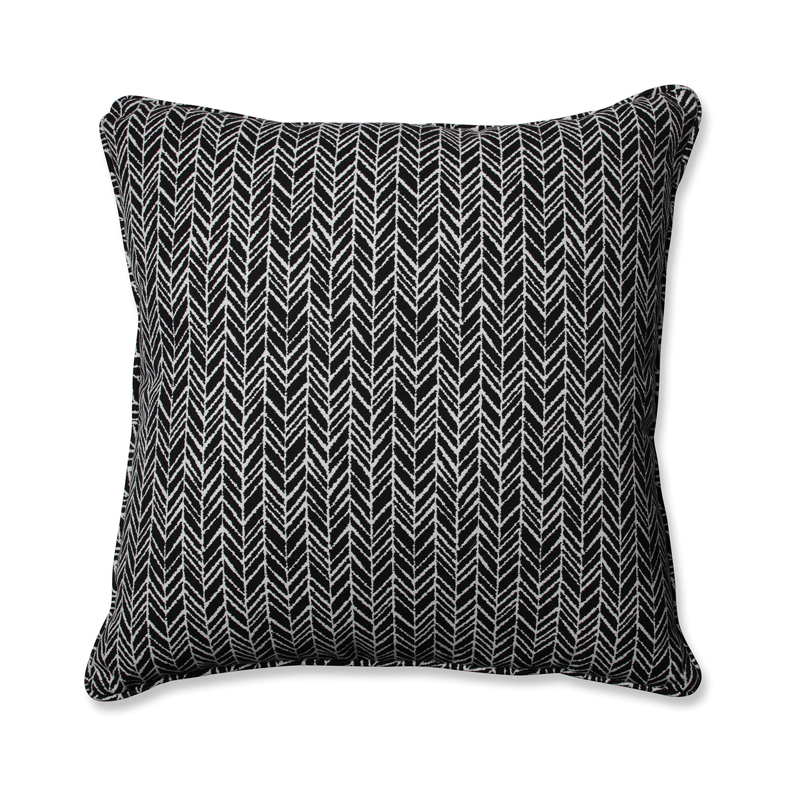 Pillow Perfect Outdoor/Indoor Pillow, Floor - 25' X 25', Black Herringbone Night