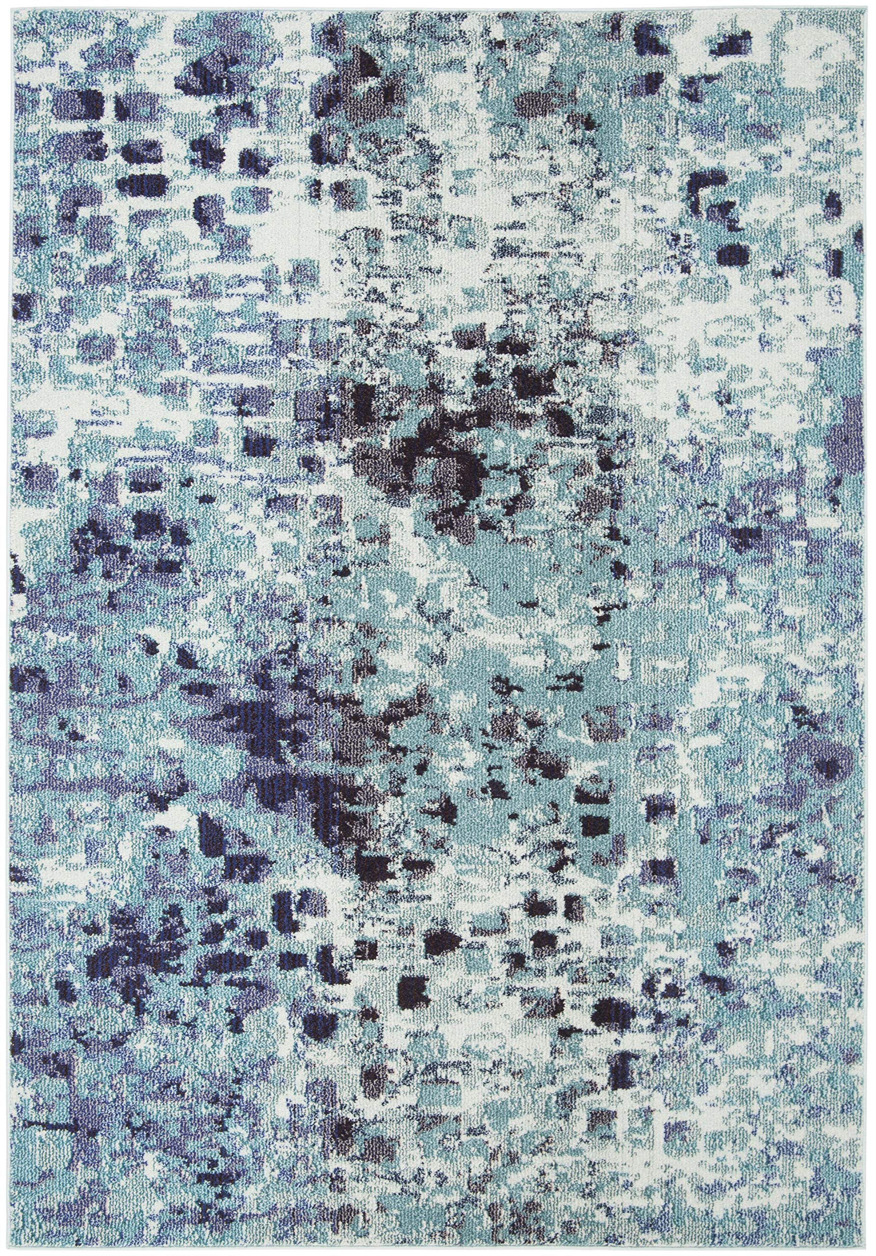Safavieh Madison Collection Area Rug - 5'3'' X 7'6'', Turquoise & Navy, Boho Abstract Distressed Design, Non-Shedding & Easy Car