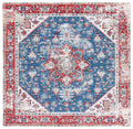 SAFAVIEH Tucson Collection Area Rug - 4 Square, Blue & Red, Persian Medallion Design, Non-Shedding Machine Washable & Slip Resi