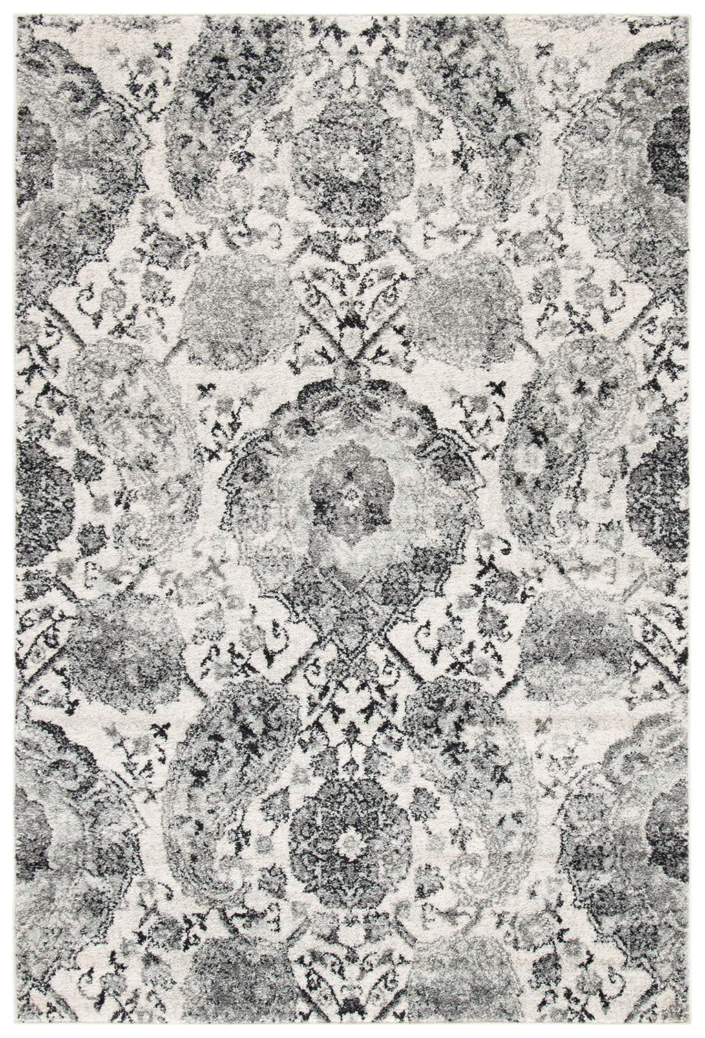 Safavieh Madison Collection Accent Rug - 4' X 6', Cream & Silver, Boho Chic Glam Paisley Design, Non-Shedding & Easy Care, Ideal
