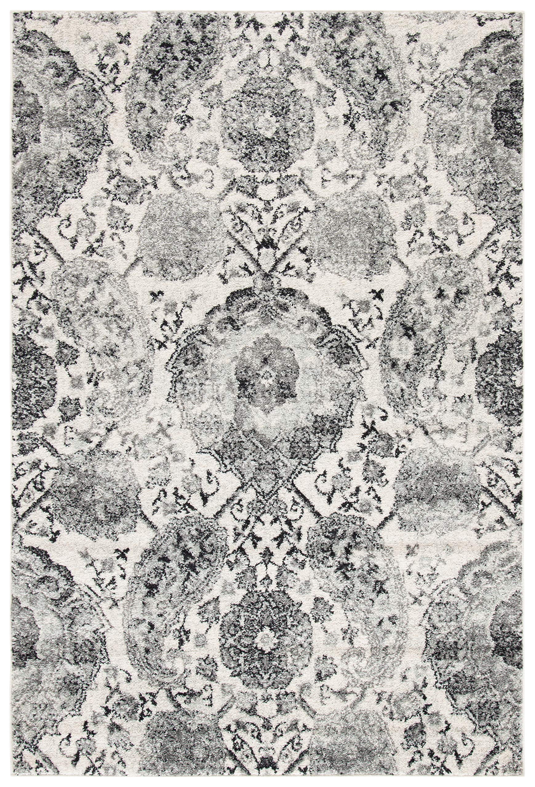 Safavieh Madison Collection Accent Rug - 4' X 6', Cream & Silver, Boho Chic Glam Paisley Design, Non-Shedding & Easy Care, Ideal