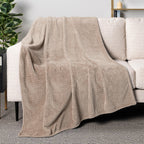 Pavilia Soft Fleece Taupe Tan Throw Blanket For Couch, Lightweight Plush Warm Blankets For Bed, Fuzzy Cozy Flannel Blanket Throw