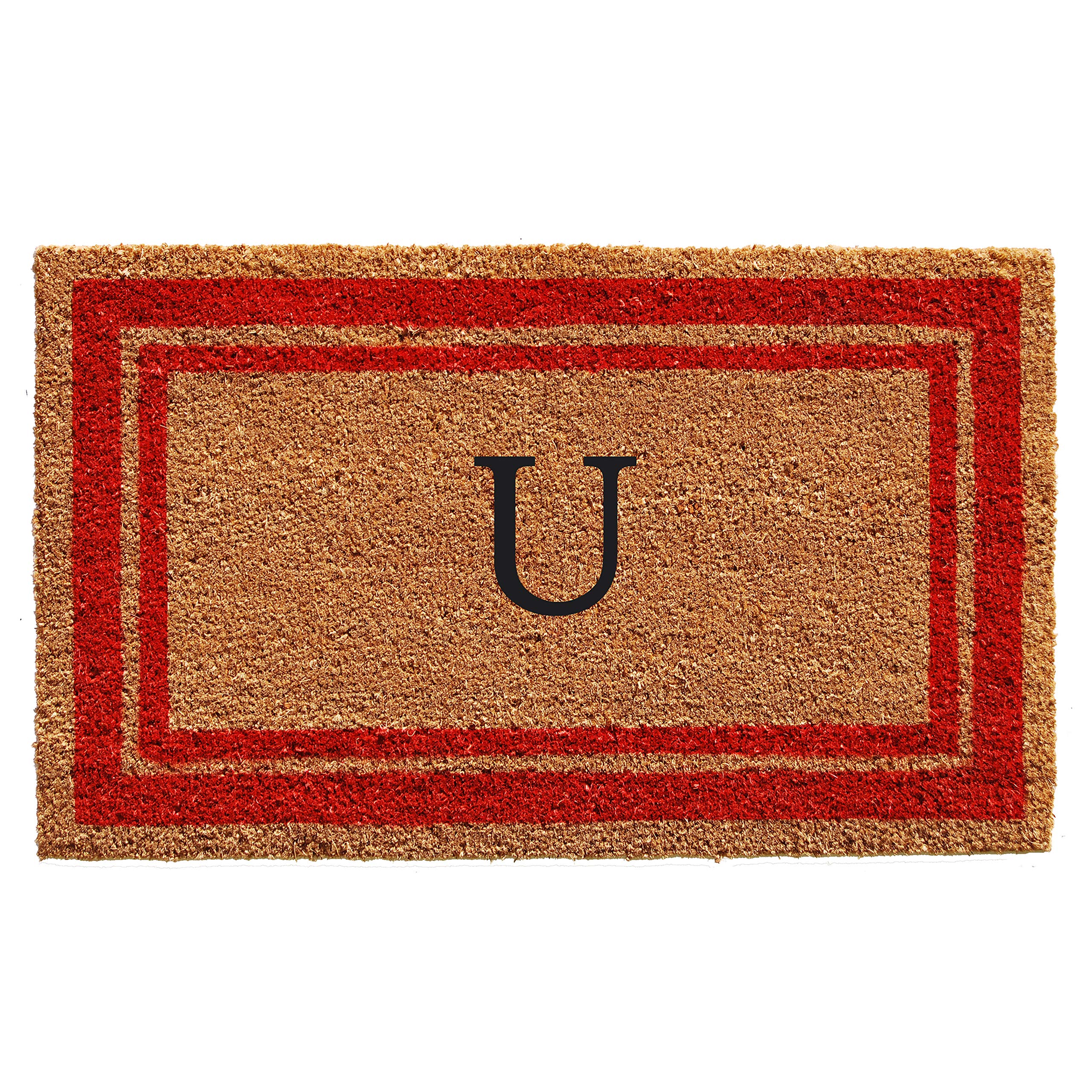 Calloway Mills 153031830U Red Border Monogram Doormat, (Letter U), 18 x 30