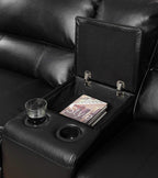 Acme Saul Faux Leather Sectional Sofa with 2 Reclining Seats in Gray
