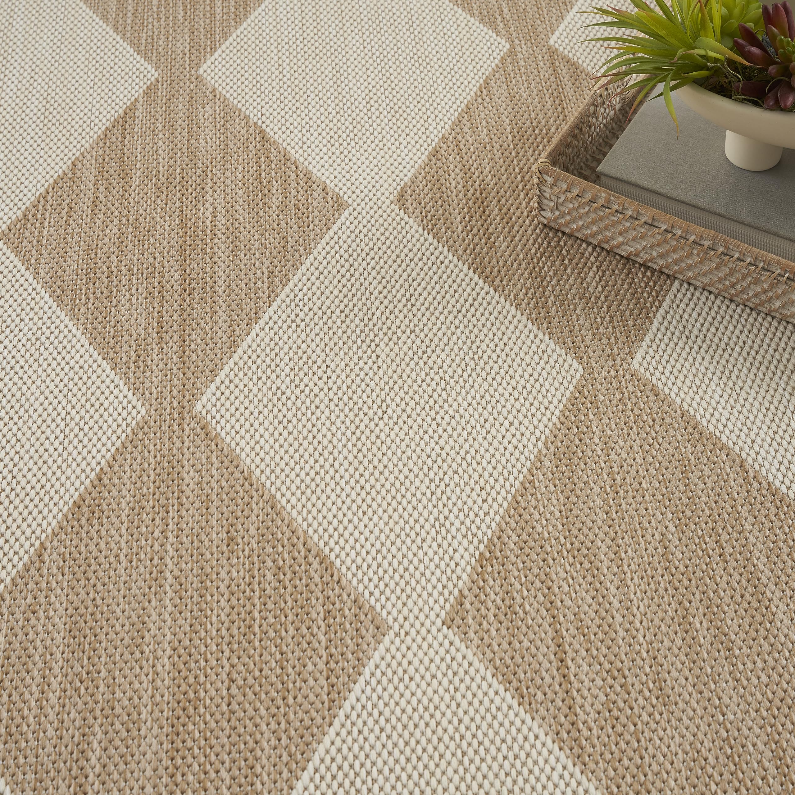 Nourison Positano Indoor/Outdoor Jute 4' X 6' Area Rug, Easy Cleaning, Non Shedding, Bed Room, Living Room, Dining Room, Backyard, Deck, Patio (4X6)