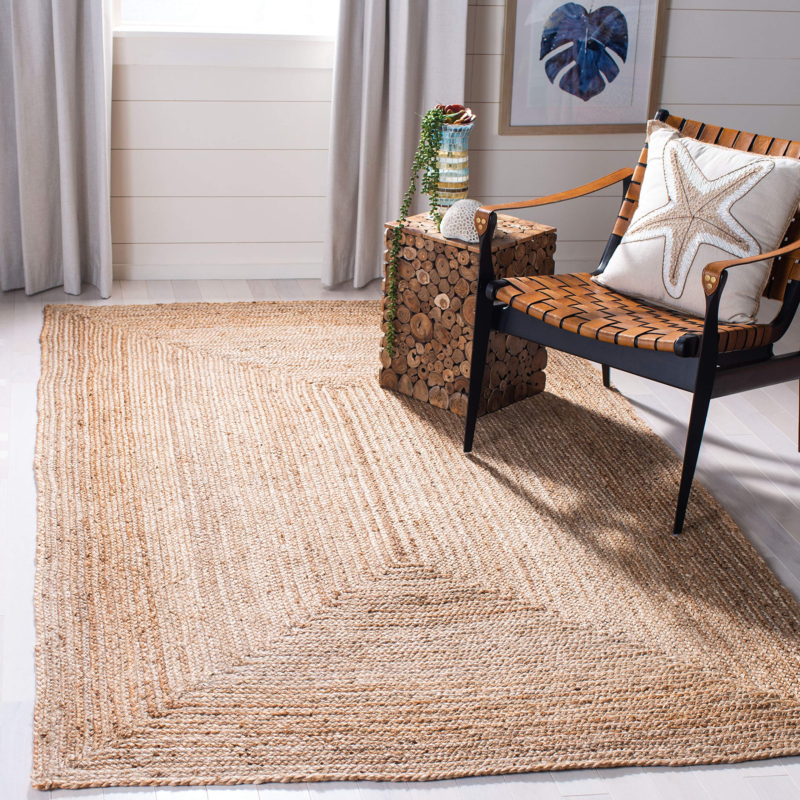 SAFAVIEH Cape Cod Collection Area Rug - 5 x 8, Natural, Handmade Flat Weave Jute, Ideal for High Traffic Areas in Living Room,