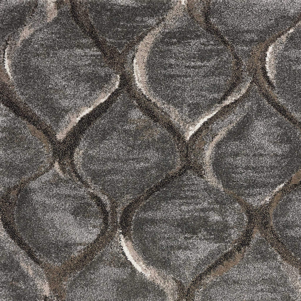 HomeRoots Polypropylene 5'x8' Charcoal Grey Machine Woven Ogee Indoor Area Rug
