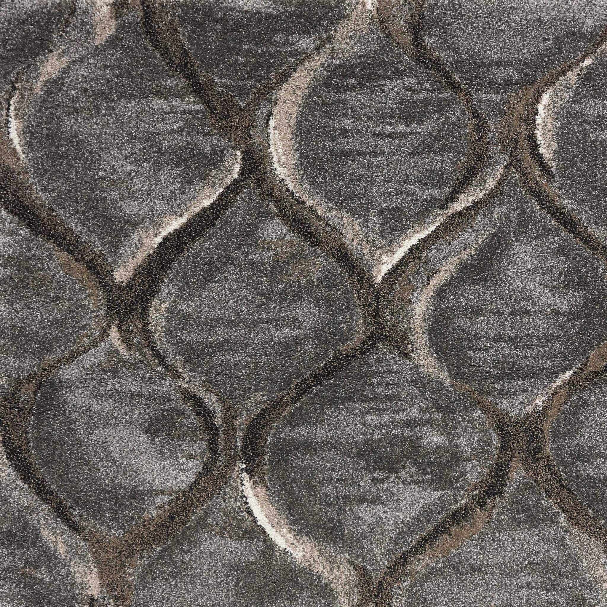 HomeRoots Polypropylene 5'x8' Charcoal Grey Machine Woven Ogee Indoor Area Rug