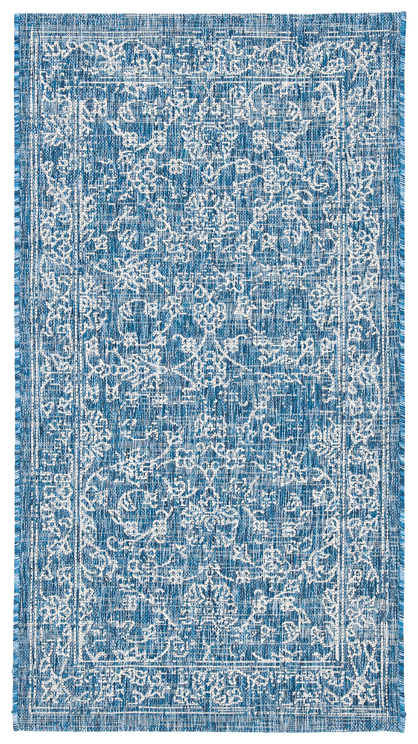 Safavieh Courtyard Collection Accent Rug - 2'3' X 5', Navy & Ivory, Non-Shedding & Easy Care, Indoor/Outdoor & Washable-Ideal F