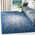 SAFAVIEH Evoke Collection 3 x 5 Navy/Ivory EVK228N Abstract Burst Non-Shedding Living Room Bedroom Accent Rug