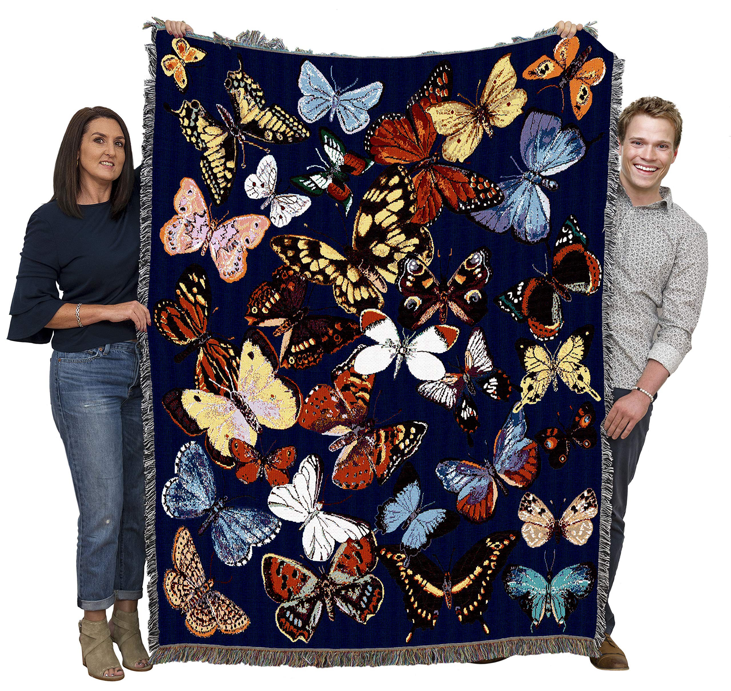 Pure Country Weavers Flutterbies Butterfly Blanket - Garden Floral Gift Tapestry Throw Woven From Cotton - Made In The Usa (72X5