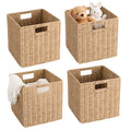 11 inch Cube Storage Bins, Wicker Storage Baskets for Organizing Foldable, 11x11x11inch Square Handwoven Cubby Organizer Bins, L