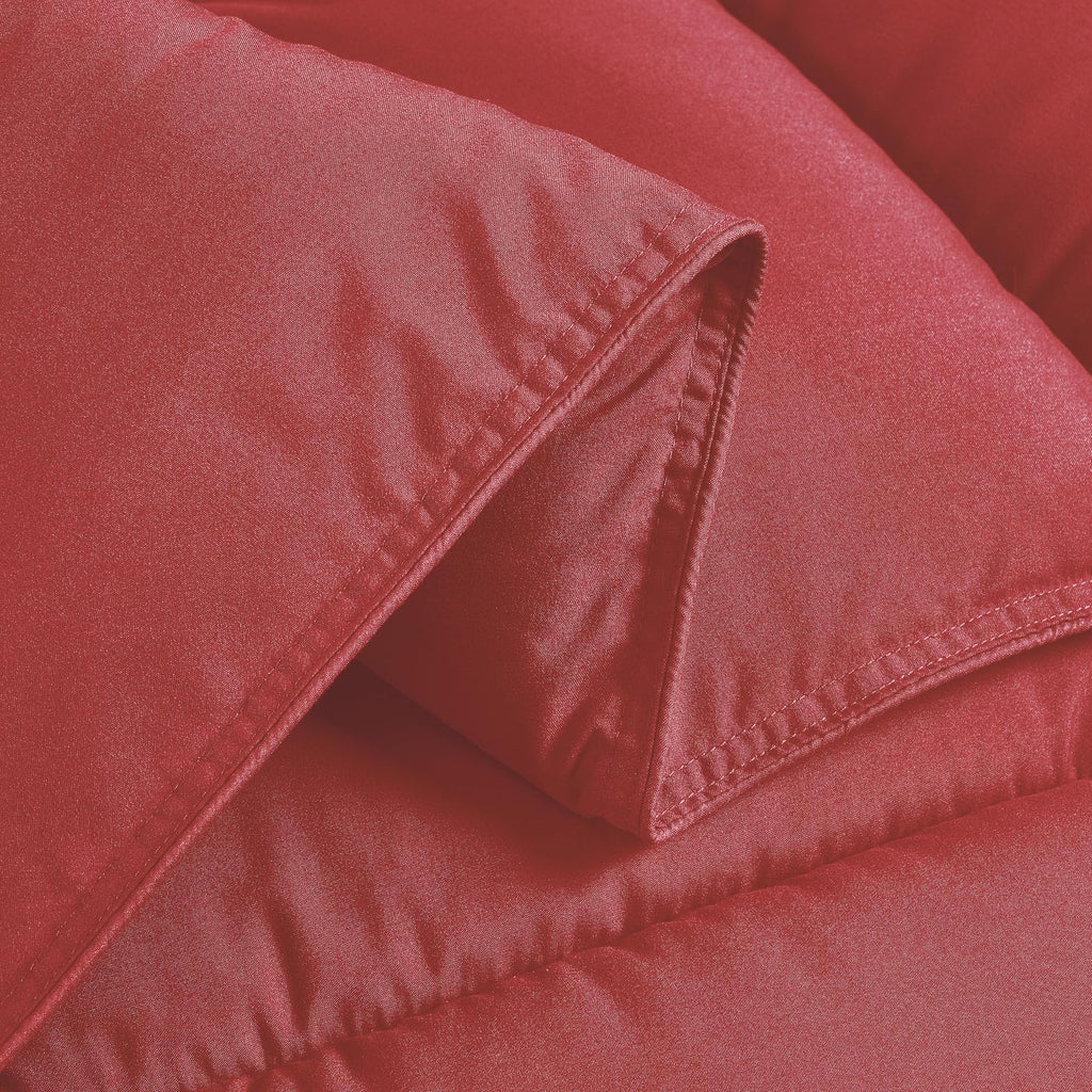 Chezmoi Collection Mineral Red Down Alternative Comforter Oversized Queen - 3-Piece Lightweight Comforter Set - All Seasons Micr