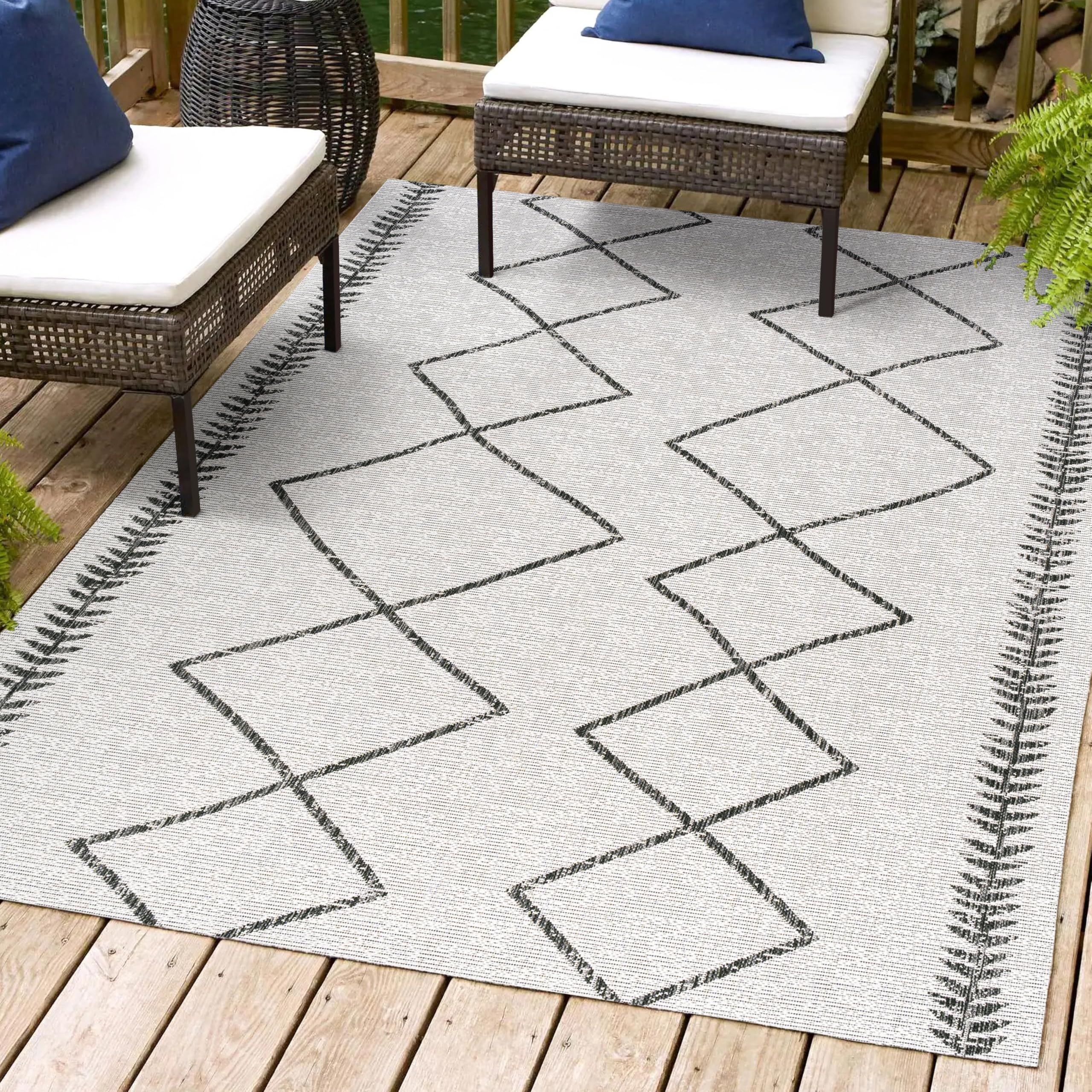 Jonathan Y Smb129D-8 Derya Tribal Diamond Trellis Indoor Outdoor Area Rug Bohemian Contemporary Easy Cleaning Bedroom Kitchen Ba