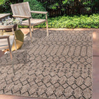 Jonathan Y Smb108D-3 Ourika Moroccan Geometric Textured Weave Indoor Outdoor -Area Rug, Bohemian, Rustic, Scandinavian Easy-Cleaning,Bedroom,Kitchen,Backyard,Patio,Non Shedding, Natural/Black, 3 X 5
