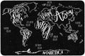 B&W MODERN WORLD MAP RUG 4FT X 6FT