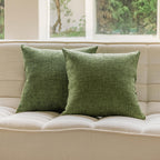 Home Brilliant Green Pillow Covers 18X18 Set Of 2 Lined Linen Throw Pillows For Couch Sofa Bedroom Living Room Decor, 18 X 18 In