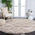 Safavieh Hudson Shag Collection 7 Round Beige/Ivory SGH282F Moroccan Trellis Non-Shedding Living Room Bedroom 2-inch Thick Area