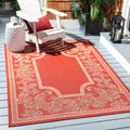 SAFAVIEH Courtyard Collection Accent Rug - 4 x 57, Red & Natural, Non-Shedding & Easy Care, Indoor/Outdoor & Washable-Ideal fo