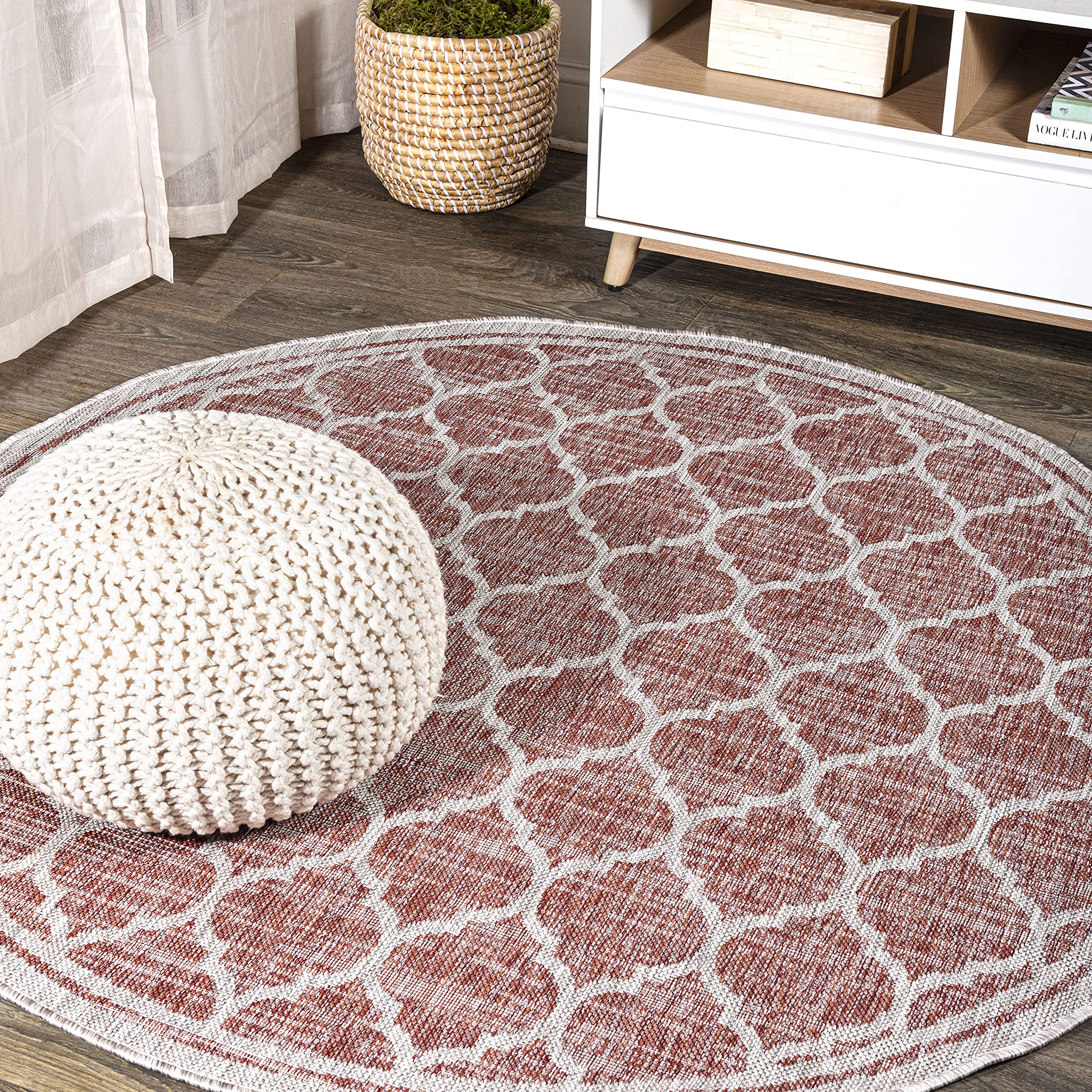 JONATHAN Y SMB109C-8R Trebol Moroccan Trellis Textured Weave Indoor/Outdoor Area Rug, Modern, Bohemian, Contemporary for Bedroom