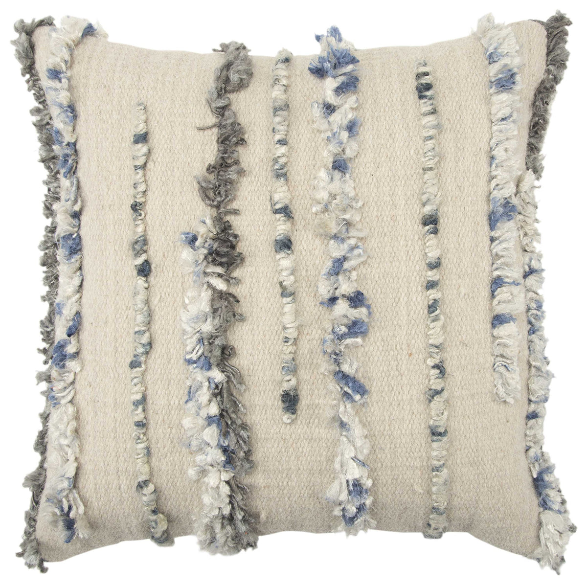 Rizzy Home | T13821 | Poly Fill Decorative Pillow | 20&quot;x20&quot; Light Blue Vertical Stripe