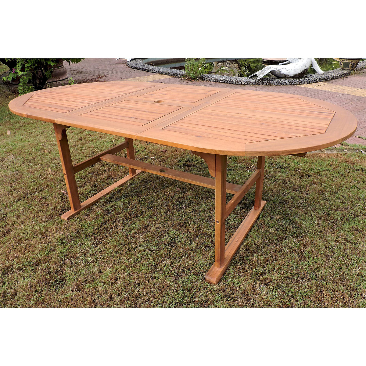 Royal Fiji Royal Fiji 59 in/79 in Acacia Oval Extendable Dining Table with Fold Out Leaf - Rustic Brown