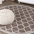 Jonathan Y Smb109B-9R Trebol Moroccan Trellis Textured Weave Indoor/Outdoor Area Rug, Modern, Bohemian, Contemporary For Bedroom, Kitchen, Living Room, Easy-Cleaning, Espresso/Taupe, 9' Round