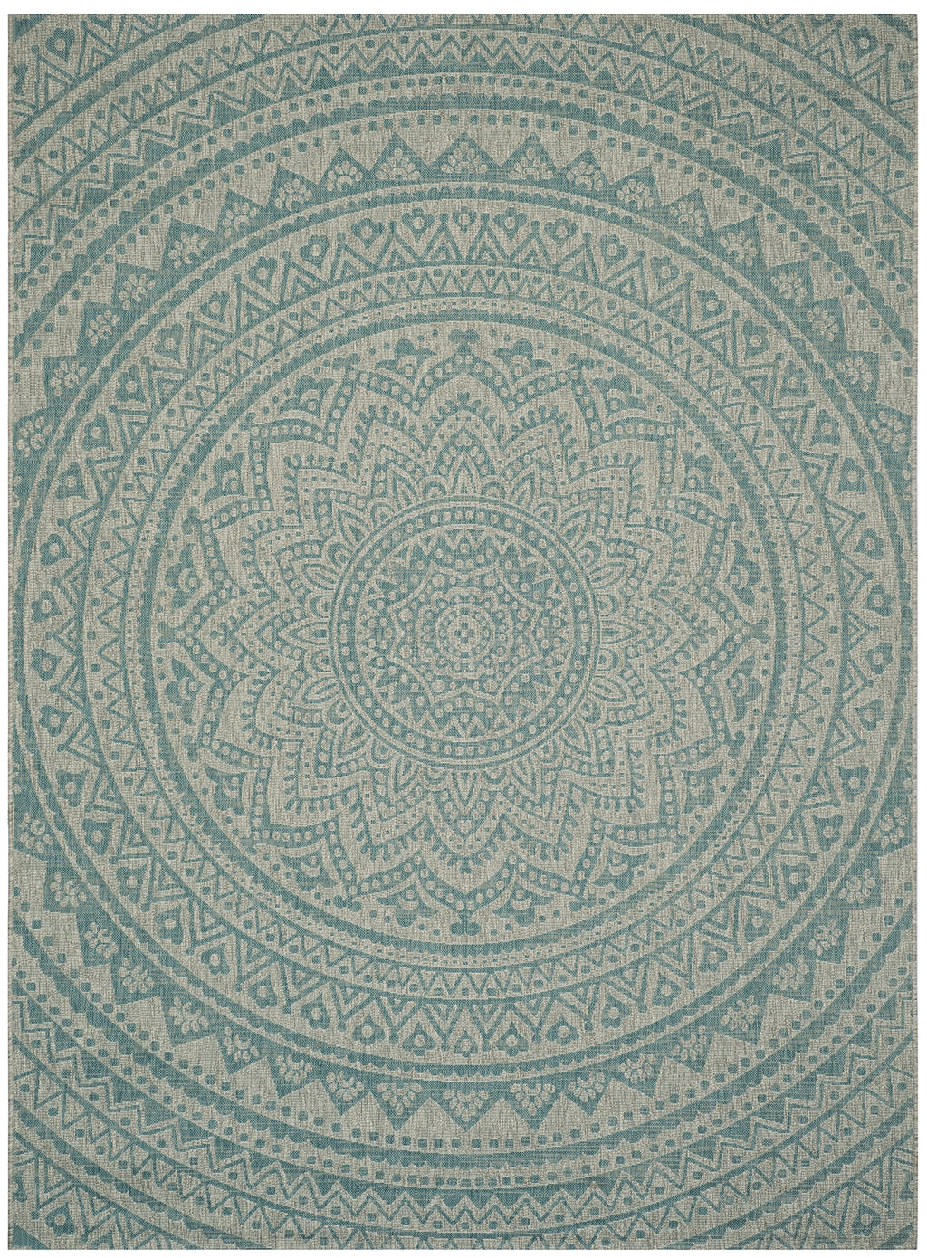 Safavieh Courtyard Collection 6'7' X 9'6' Light Grey / Aqua Cy8734 Indoor/ Outdoor Waterproof Easy Cleaning Patio Backyard Mudroom Area Rug