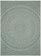 Safavieh Courtyard Collection 6'7' X 9'6' Light Grey / Aqua Cy8734 Indoor/ Outdoor Waterproof Easy Cleaning Patio Backyard Mudroom Area Rug