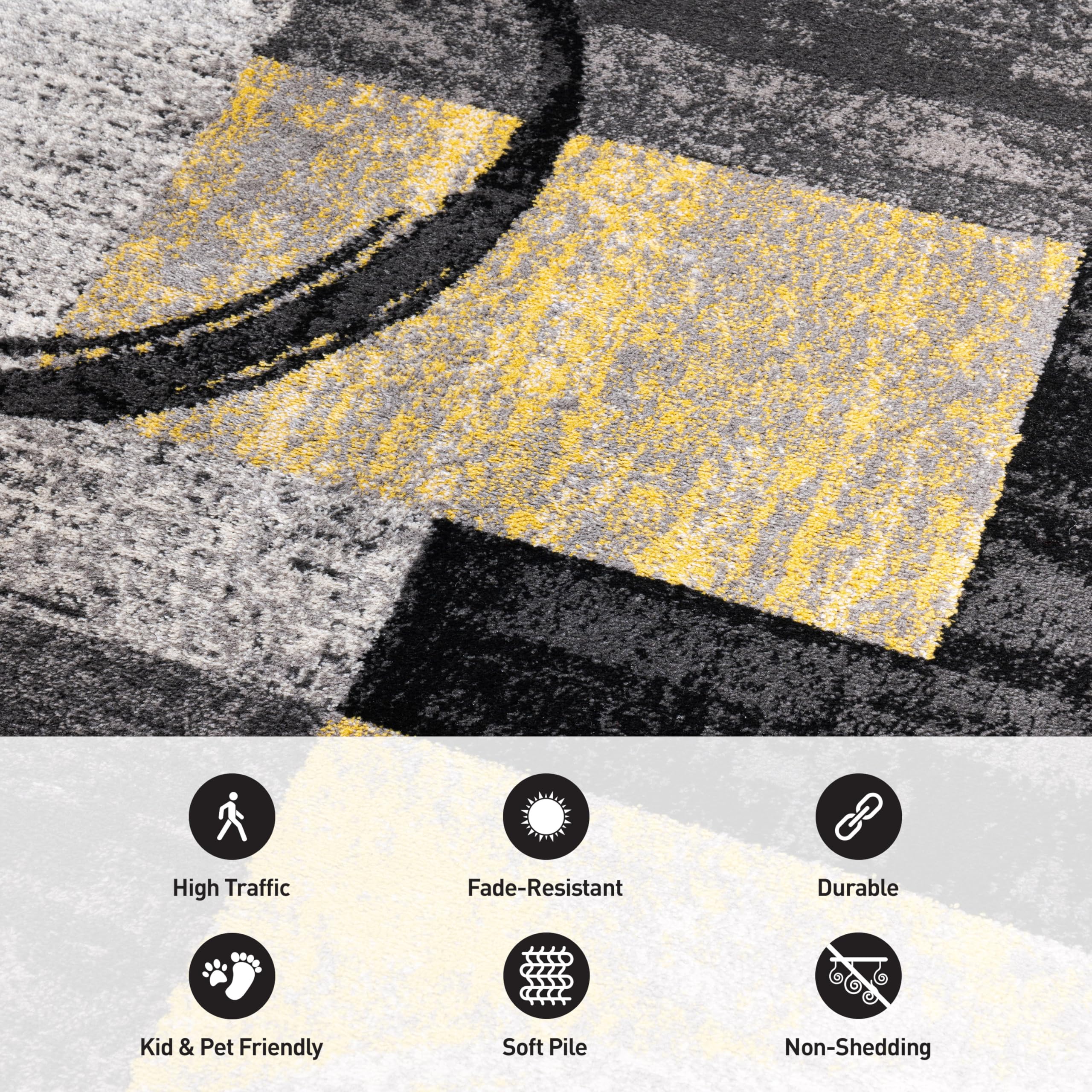 Rugshop Contemporary Abstract Circle Design Soft Area Rug 8'8'' X 12' Yellow