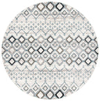 Safavieh Amsterdam Collection Area Rug - 5'1'' Round, Ivory & Grey, Moroccan Boho Design, Non-Shedding & Easy Care, Ideal For Hi