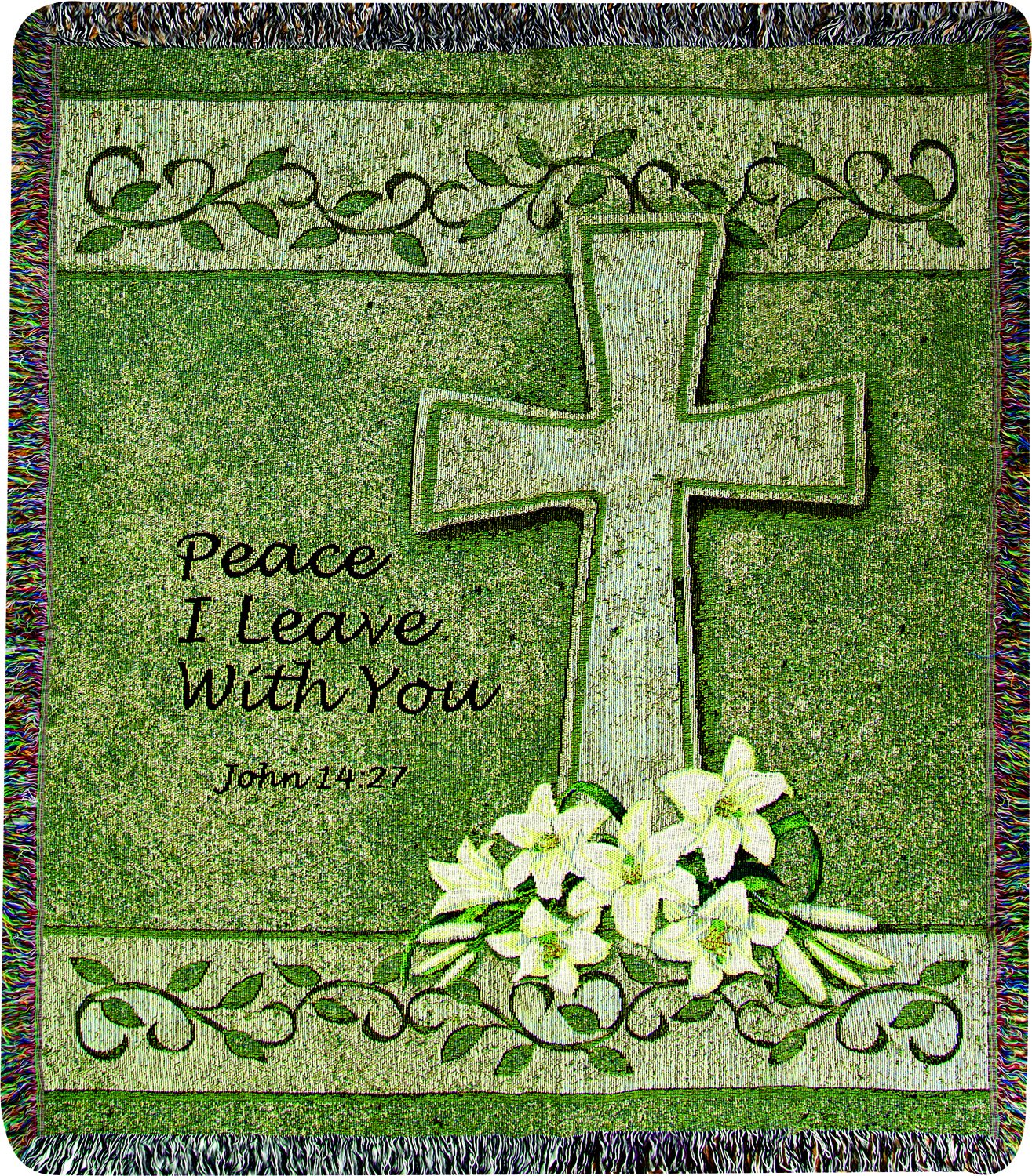 Manual Inspirational Collection 50 X 60-Inch Tapestry Throw With Verse, Peace I Leave You,