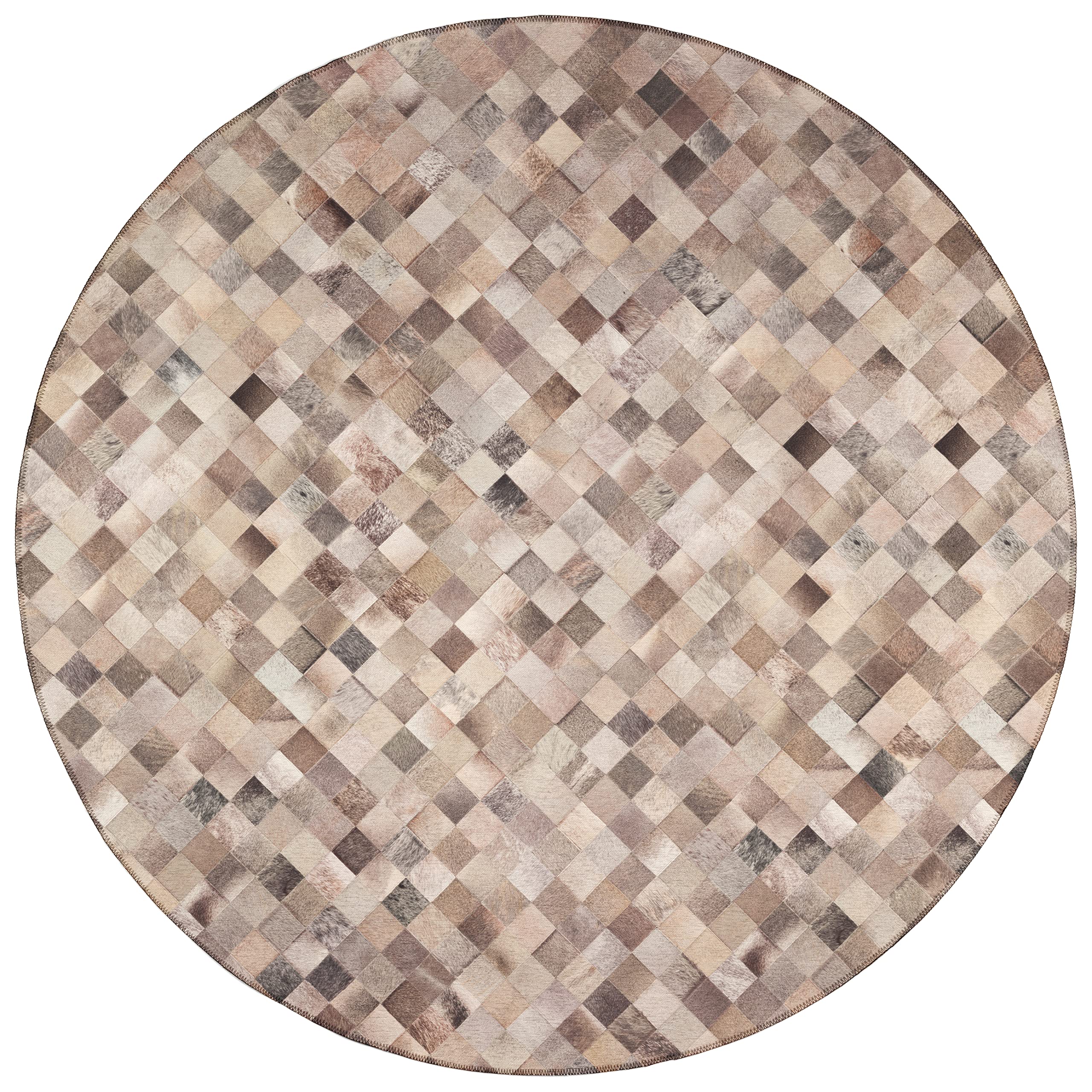 Addison Rugs Laredo Alr32 Gray Washable 8' X 8' Indoor Outdoor Round Rug, Easy Clean, Machine Washable, Non Shedding, Bedroom, Entry, Living Room, Dining Room, Kitchen, Patio Rug