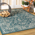 JONATHAN Y SMB100C-6 Tela Bohemian Textured Weave Floral Teal/Gray 6 ft. x 9 ft. Indoor/Outdoor Area Rug, Pet Friendly, Non-Shed